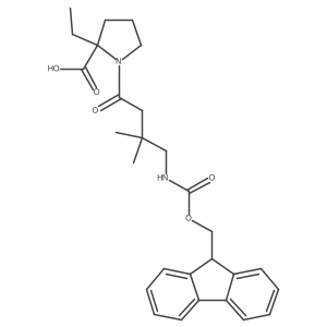 2-ethyl-1-[4-({[(9H-fluoren-9-yl)methoxy]carbonyl}amino)-3,3-dimethylbutanoyl]pyrrolidine-2-carboxylic acid结构式