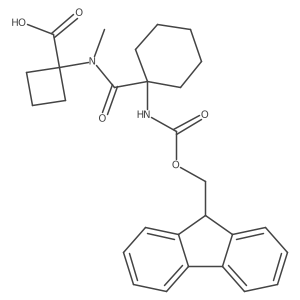 1-[N-methyl1-({[(9H-fluoren-9-yl)methoxy]carbonyl}amino)cyclohexaneamido]cyclobutane-1-carboxylic acid结构式