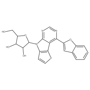 (2R,3R,4S,5R)-2-(4-(Benzofuran-2-yl)-8H-furo[2',3':4,5]pyrrolo[2,3-d]pyrimidin-8-yl)-5-(hydroxymethyl)tetrahydrofuran-3,4-diol Structure