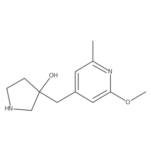 3-[(2-Methoxy-6-methylpyridin-4-yl)methyl]pyrrolidin-3-ol结构式