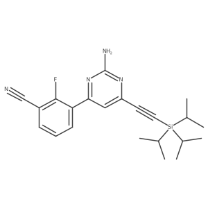 3-(2-Amino-6-((triisopropylsilyl)ethynyl)pyrimidin-4-yl)-2-fluorobenzonitrile结构式