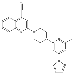2-{4-[2-methyl-6-(1H-pyrazol-1-yl)pyrimidin-4-yl]piperazin-1-yl}quinoline-4-carbonitrile结构式