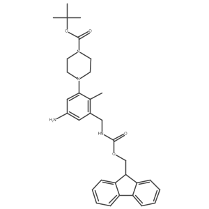 tert-butyl 4-{5-amino-3-[({[(9H-fluoren-9-yl)methoxy]carbonyl}amino)methyl]-2-methylphenyl}piperazine-1-carboxylate Structure