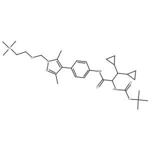 (S)-2-(Boc-amino)-3,3-dicyclopropyl-N-[4-[3,5-dimethyl-1-[[2-(trimethylsilyl)ethoxy]methyl]-4-pyrazolyl]phenyl]propanamide结构式