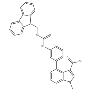4-[3-({[(9H-fluoren-9-yl)methoxy]carbonyl}amino)phenyl]-1-methyl-1H-pyrazolo[3,4-b]pyridine-3-carboxylic acid Structure