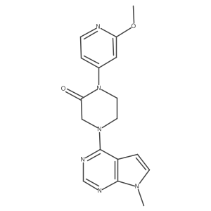 1-(2-methoxypyridin-4-yl)-4-{7-methyl-7H-pyrrolo[2,3-d]pyrimidin-4-yl}piperazin-2-one结构式