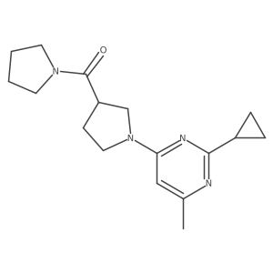 2-Cyclopropyl-4-methyl-6-[3-(pyrrolidine-1-carbonyl)pyrrolidin-1-yl]pyrimidine结构式