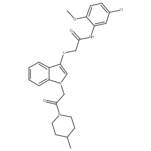N-(5-chloro-2-methoxyphenyl)-2-((1-(2-(4-methylpiperidin-1-yl)-2-oxoethyl)-1H-indol-3-yl)thio)acetamide结构式