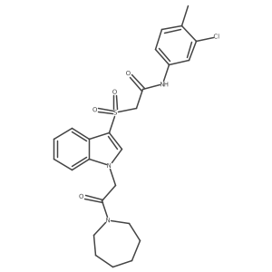 2-((1-(2-(azepan-1-yl)-2-oxoethyl)-1H-indol-3-yl)sulfonyl)-N-(3-chloro-4-methylphenyl)acetamide Structure