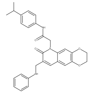 2-[8-(anilinomethyl)-7-oxo-2,3-dihydro[1,4]dioxino[2,3-g]quinolin-6(7H)-yl]-N-(4-isopropylphenyl)acetamide结构式