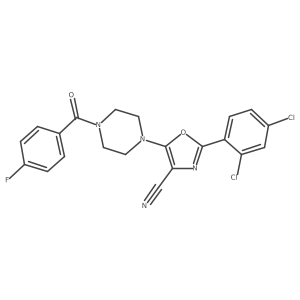 2-(2,4-Dichlorophenyl)-5-(4-(4-fluorobenzoyl)piperazin-1-yl)oxazole-4-carbonitrile Structure