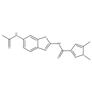 N-(6-acetamidobenzo[d]thiazol-2-yl)-1,5-dimethyl-1H-pyrazole-3-carboxamide结构式
