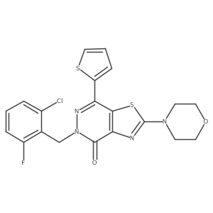 5-(2-chloro-6-fluorobenzyl)-2-morpholino-7-(thiophen-2-yl)thiazolo[4,5-d]pyridazin-4(5H)-one结构式