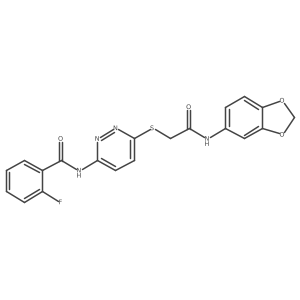 N-(6-((2-(benzo[d][1,3]dioxol-5-ylamino)-2-oxoethyl)thio)pyridazin-3-yl)-2-fluorobenzamide Structure