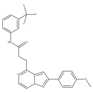 2-{[2-(4-methoxyphenyl)pyrazolo[1,5-a]pyrazin-4-yl]sulfanyl}-N-[3-(trifluoromethyl)phenyl]acetamide结构式