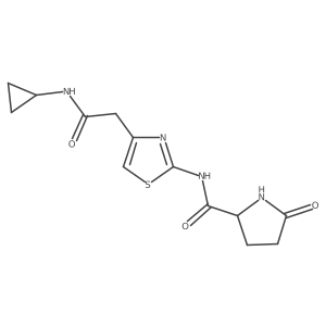 N-(4-(2-(cyclopropylamino)-2-oxoethyl)thiazol-2-yl)-5-oxopyrrolidine-2-carboxamide结构式