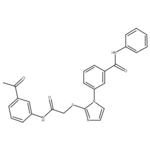 3-(2-((2-((3-acetylphenyl)amino)-2-oxoethyl)thio)-1H-imidazol-1-yl)-N-phenylbenzamide结构式