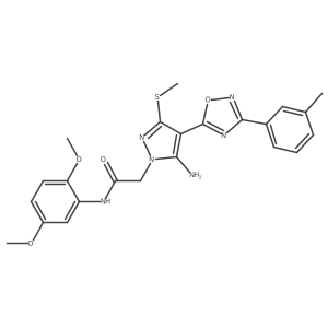 2-{5-amino-4-[3-(3-methylphenyl)-1,2,4-oxadiazol-5-yl]-3-(methylsulfanyl)-1H-pyrazol-1-yl}-N-(2,5-dimethoxyphenyl)acetamide Structure