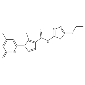 N-(5-(ethylthio)-1,3,4-thiadiazol-2-yl)-5-methyl-1-(4-methyl-6-oxo-1,6-dihydropyrimidin-2-yl)-1H-pyrazole-4-carboxamide Structure
