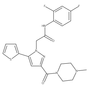 N-(2,4-difluorophenyl)-2-(3-(4-methylpiperazine-1-carbonyl)-5-(thiophen-2-yl)-1H-pyrazol-1-yl)acetamide结构式