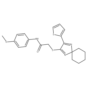 N-(4-methoxyphenyl)-2-((3-(thiophen-2-yl)-1,4-diazaspiro[4.5]deca-1,3-dien-2-yl)thio)acetamide结构式