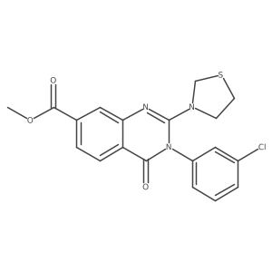 Methyl 3-(3-chlorophenyl)-4-oxo-2-(thiazolidin-3-yl)-3,4-dihydroquinazoline-7-carboxylate结构式