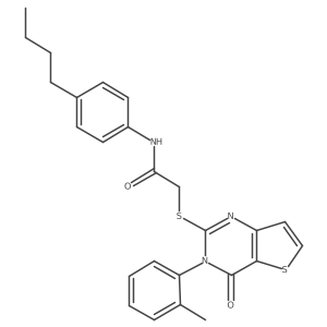 N-(4-butylphenyl)-2-{[3-(2-methylphenyl)-4-oxo-3,4-dihydrothieno[3,2-d]pyrimidin-2-yl]sulfanyl}acetamide Structure
