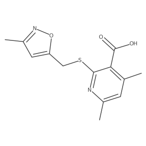 4,6-Dimethyl-2-{[(3-methyl-1,2-oxazol-5-yl)methyl]sulfanyl}pyridine-3-carboxylic acid结构式