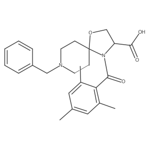 8-Benzyl-4-(2,4,6-trimethylbenzoyl)-1-oxa-4,8-diazaspiro[4.5]decane-3-carboxylic acid结构式