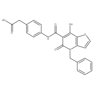 2-(4-{4-benzyl-7-hydroxy-5-oxo-4H,5H-thieno[3,2-b]pyridine-6-amido}phenyl)acetic acid Structure