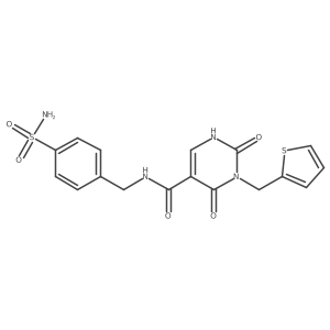 2,4-dioxo-N-(4-sulfamoylbenzyl)-3-(thiophen-2-ylmethyl)-1,2,3,4-tetrahydropyrimidine-5-carboxamide结构式