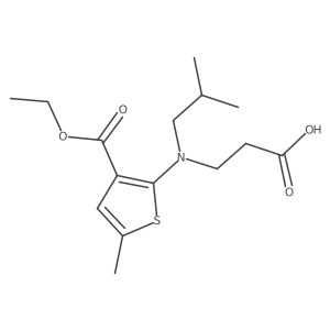3-Thiophenecarboxylic acid, 2-[(2-carboxyethyl)(2-methylpropyl)amino]-5-methyl-, 3-ethyl ester Structure
