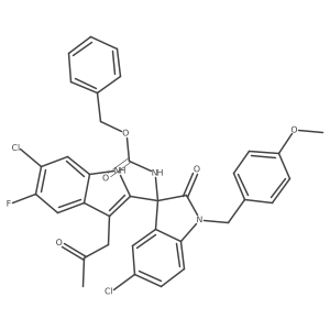 benzyl (R)-(5-chloro-3-(6-chloro-5-fluoro-3-(2-oxopropyl)-1H-indol-2-yl)-1-(4-methoxybenzyl)-2-oxoindolin-3-yl)carbamate结构式