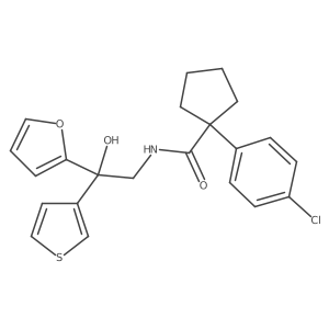 1-(4-chlorophenyl)-N-(2-(furan-2-yl)-2-hydroxy-2-(thiophen-3-yl)ethyl)cyclopentanecarboxamide结构式