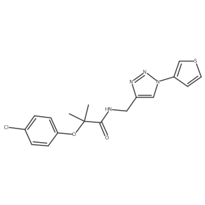 2-(4-chlorophenoxy)-2-methyl-N-((1-(thiophen-3-yl)-1H-1,2,3-triazol-4-yl)methyl)propanamide Structure