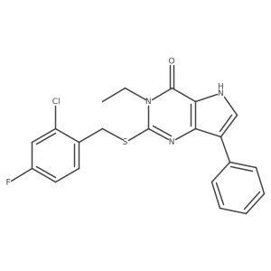 2-((2-chloro-4-fluorobenzyl)thio)-3-ethyl-7-phenyl-3H-pyrrolo[3,2-d]pyrimidin-4(5H)-one结构式