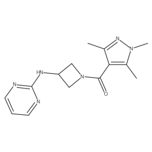 (3-(pyrimidin-2-ylamino)azetidin-1-yl)(1,3,5-trimethyl-1H-pyrazol-4-yl)methanone结构式
