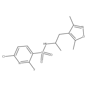 6-chloro-N-[1-(3,5-dimethyl-1,2-oxazol-4-yl)propan-2-yl]-2-fluoropyridine-3-sulfonamide结构式