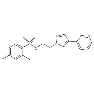 4-fluoro-2-methyl-N-{2-[4-(pyridin-3-yl)-1H-pyrazol-1-yl]ethyl}benzene-1-sulfonamide结构式