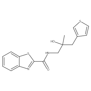 N-[2-hydroxy-2-methyl-3-(thiophen-3-yl)propyl]-1,3-benzothiazole-2-carboxamide结构式