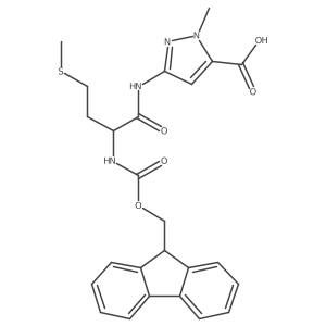 3-[(2S)-2-({[(9H-fluoren-9-yl)methoxy]carbonyl}amino)-4-(methylsulfanyl)butanamido]-1-methyl-1H-pyrazole-5-carboxylic acid结构式