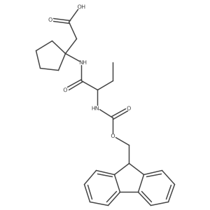 2-{1-[(2R)-2-({[(9H-fluoren-9-yl)methoxy]carbonyl}amino)butanamido]cyclopentyl}acetic acid结构式