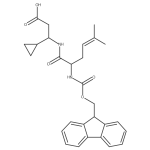3-cyclopropyl-3-[2-({[(9H-fluoren-9-yl)methoxy]carbonyl}amino)-5-methylhex-4-enamido]propanoic acid结构式