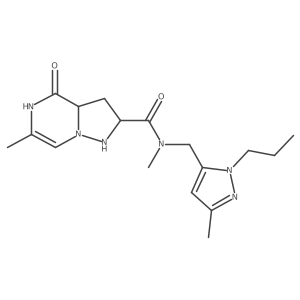 N,6-dimethyl-N-[(5-methyl-2-propylpyrazol-3-yl)methyl]-4-oxo-2,3,3a,5-tetrahydro-1H-pyrazolo[1,5-a]pyrazine-2-carboxamide结构式