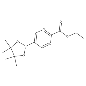 Ethyl 5-(4,4,5,5-tetramethyl-1,3,2-dioxaborolan-2-yl)pyrimidine-2-carboxylate结构式