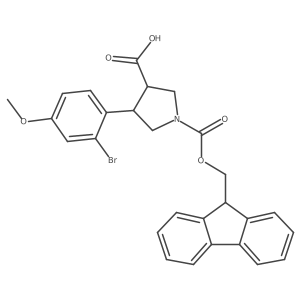 rac-(3R,4S)-4-(2-bromo-4-methoxyphenyl)-1-{[(9H-fluoren-9-yl)methoxy]carbonyl}pyrrolidine-3-carboxylic acid Structure