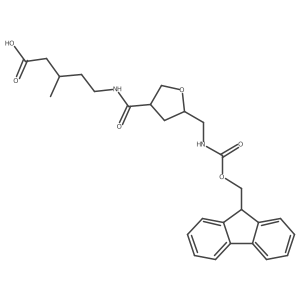 rac-5-{[(3R,5R)-5-[({[(9H-fluoren-9-yl)methoxy]carbonyl}amino)methyl]oxolan-3-yl]formamido}-3-methylpentanoic acid Structure