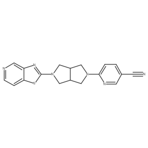6-(5-{[1,3]Thiazolo[4,5-c]pyridin-2-yl}-octahydropyrrolo[3,4-c]pyrrol-2-yl)pyridine-3-carbonitrile结构式