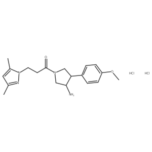 1-[(3S,4R)-3-amino-4-(4-methoxyphenyl)pyrrolidin-1-yl]-3-(3,5-dimethylpyrazol-1-yl)propan-1-one;dihydrochloride Structure