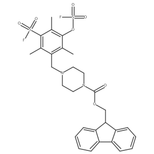 (9H-fluoren-9-yl)methyl 4-{[3-(fluorosulfonyl)-5-[(fluorosulfonyl)oxy]-2,4,6-trimethylphenyl]methyl}piperazine-1-carboxylate结构式